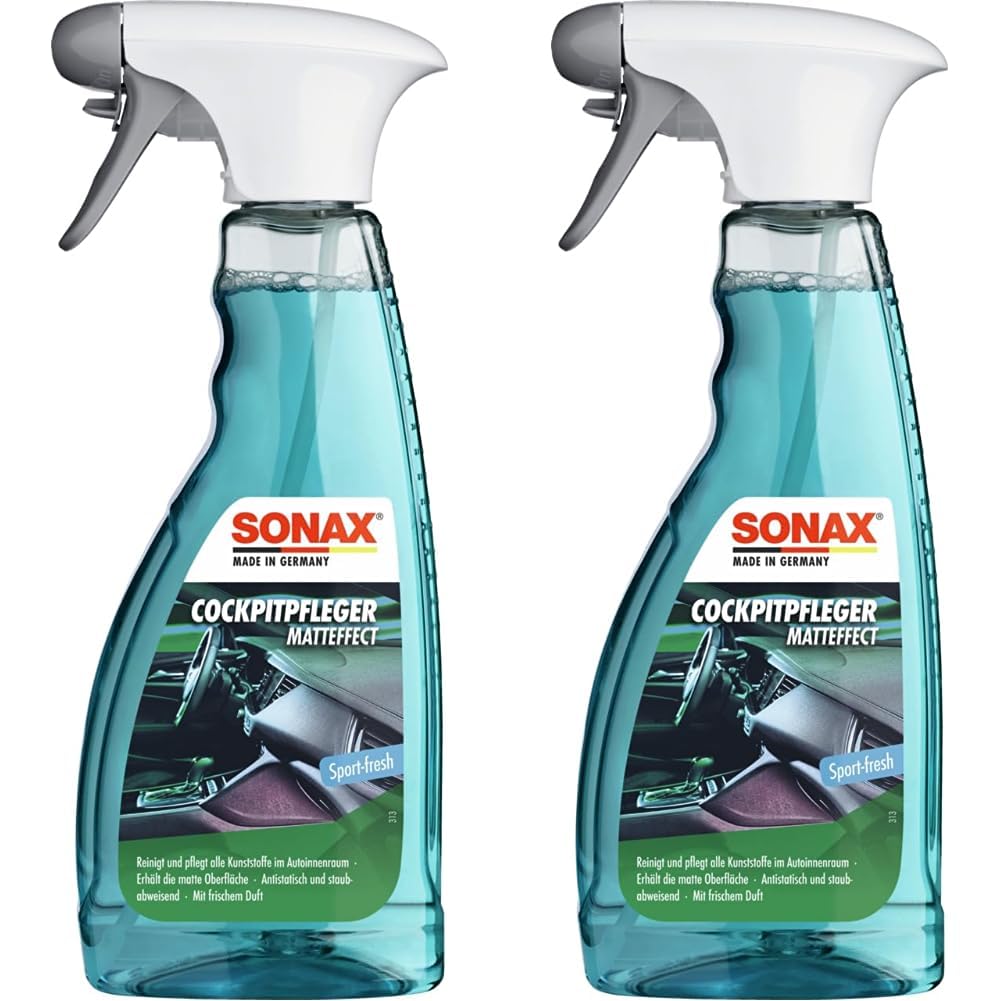 SONAX CockpitPfleger Matteffect Sport-Fresh (500 ml) reinigt und pflegt alle Kunststoffteile im Auto | Art-Nr. 03572410 (Packung mit 2) von SONAX