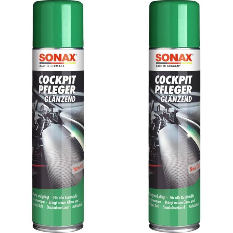 SONAX CockpitPfleger New Car (400 ml) reinigt und pflegt alle Kunststoffteile im Auto | Art-Nr. 03563000 (Packung mit 2) von SONAX