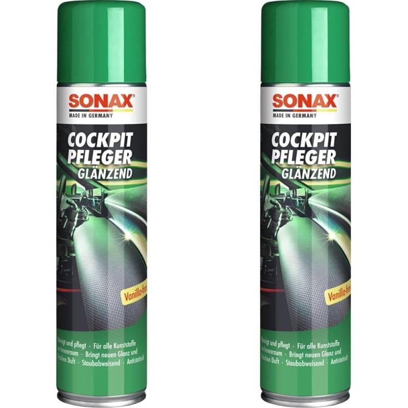 SONAX CockpitPfleger Vanilla-Fresh (400 ml) reinigt und pflegt alle Kunststoffteile im Auto | Art-Nr. 03423000 (Packung mit 2) von SONAX