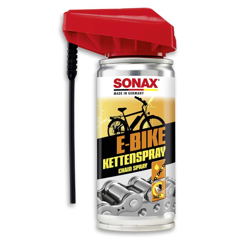 SONAX E-BIKE KettenSpray mit EasySpray (100 ml) reinigt, schützt & schmiert, verringert Verschleiß & Reibung, Korrosionsschützend, hohe Kriech- & Haftwirkung | Art-Nr. 08721000 von SONAX