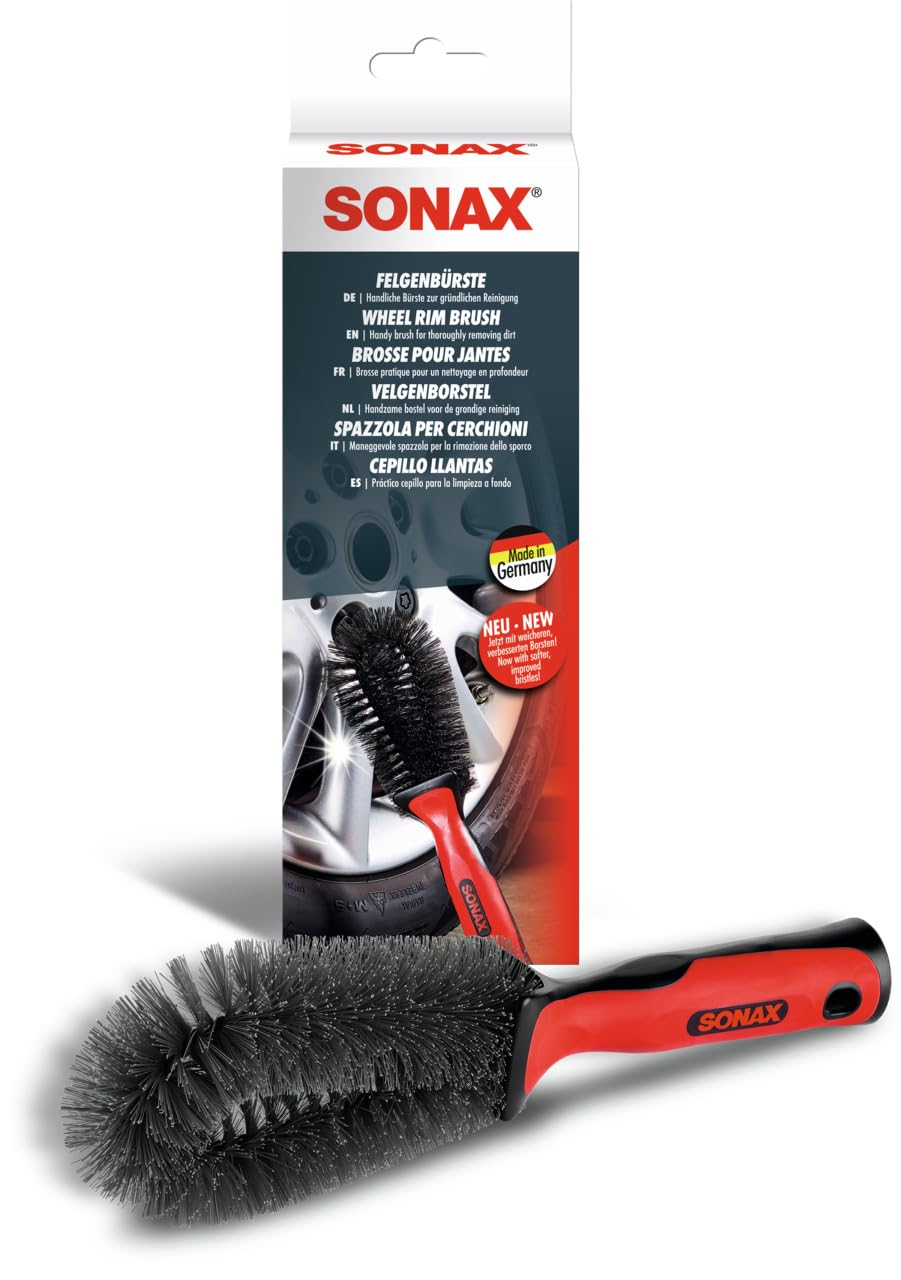 SONAX FelgenBürste (1 Stück) zur Entfernung von hartnäckigen und schwer zugänglichen Verschmutzungen von Stahl- und Alufelgen | Art-Nr. 04179000 von SONAX