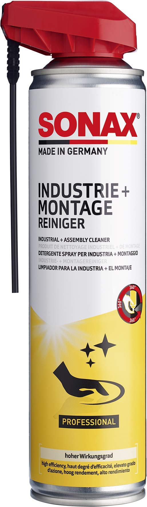 SONAX Industrie- & MontageReiniger mit EasySpray (400 ml) schnell ablüftend, löst Öl-& Fettverschmutztungen, Klebstoffe, Farben und Schutzkonservierungen | Art-Nr. 04843000 von SONAX