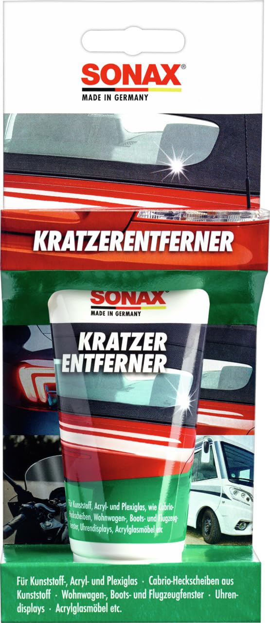 SONAX KratzerEntferner Kunststoff NanoPro (75 ml) zur Entfernung von Kratzern und Blindstellen aus Kunststoff, Acryl- und Plexiglas | Art-Nr. 03050000 von SONAX