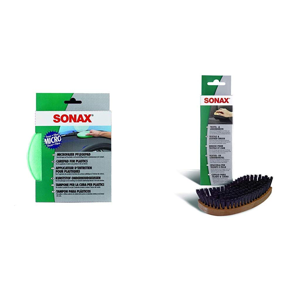 SONAX KunststoffPflegePad + 416741 Textil-& Lederbürste von SONAX
