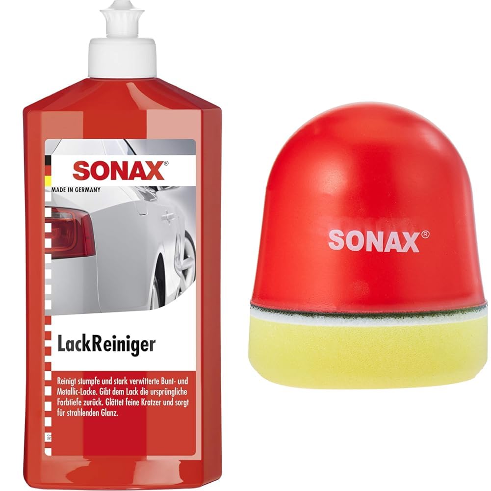SONAX LackReiniger (500 ml) kraftvolle Politur für stumpfe und stark verwitterte Bunt- und MetallicLacke & P-Ball (1 Stück) mühelos und schnell zum perfekten Polierergebnis | Art-Nr. 04173410 von SONAX