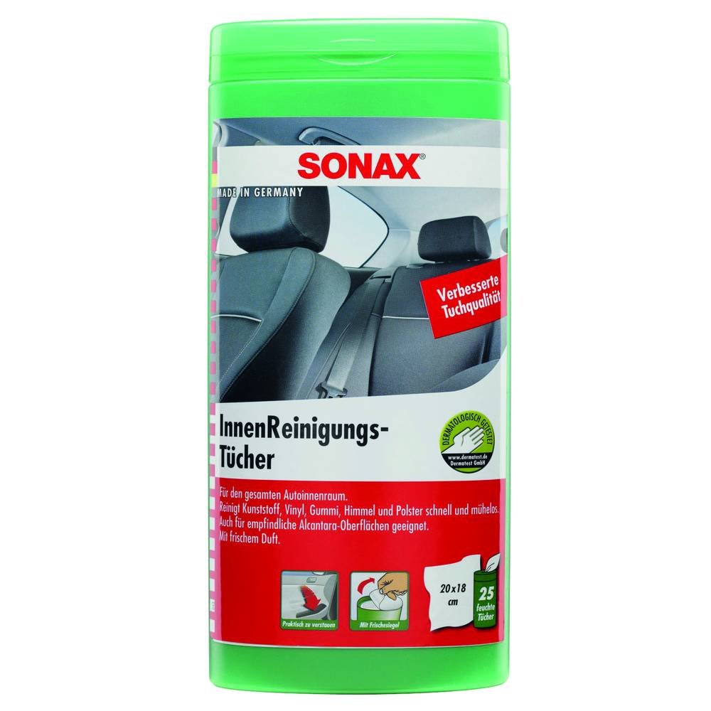 SONAX Lingettes de nettoyage intérieur (25 pièces) nettoient rapidement et en profondeur toutes les surfaces du véhicule et du ménage | Réf: 04122000 von SONAX