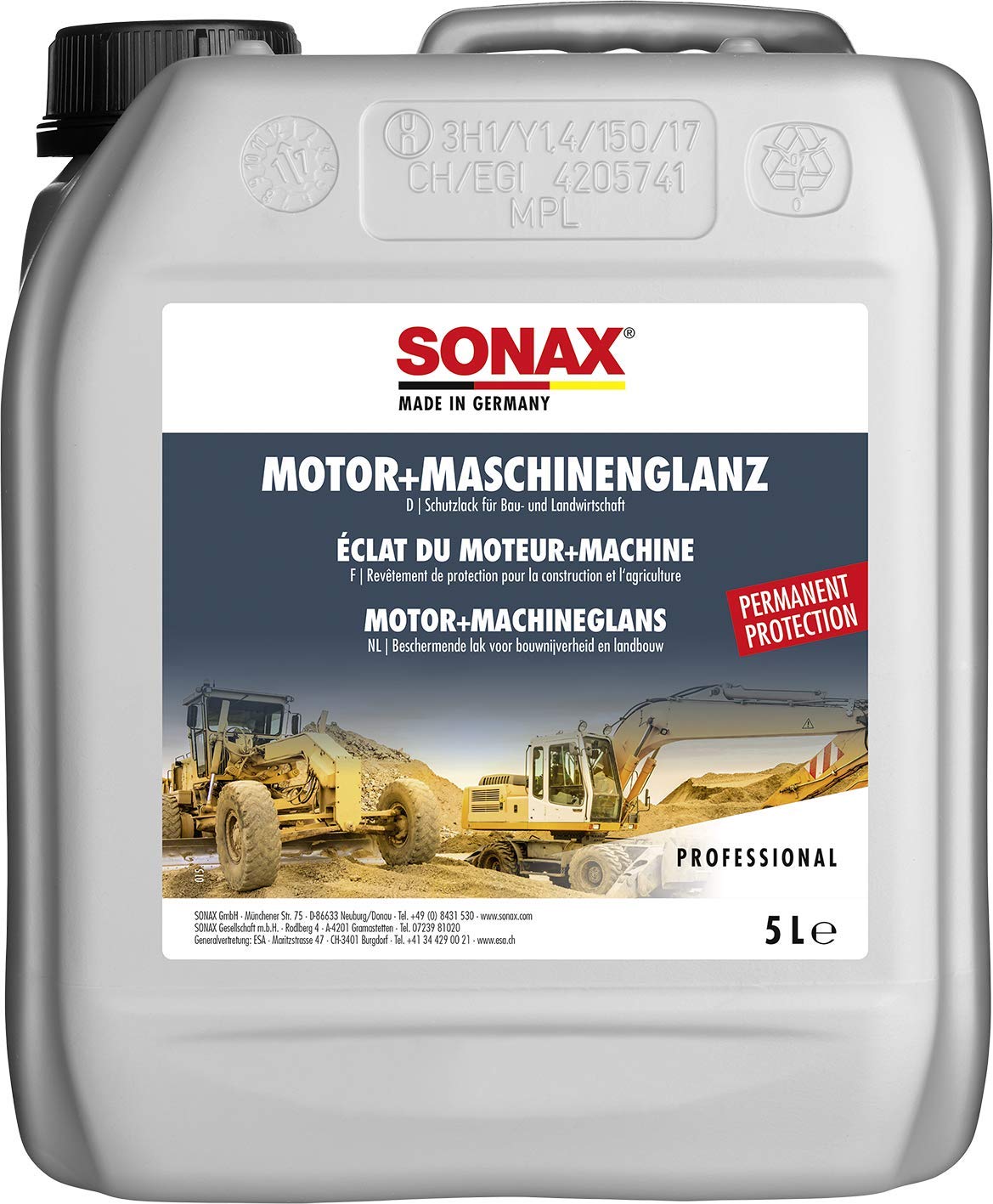 SONAX Motor+MaschinenGlanz (5 Liter) Schutzlack & Versiegelung für Bau- und Landwirtschaft, Art-Nr. 03305000 von SONAX