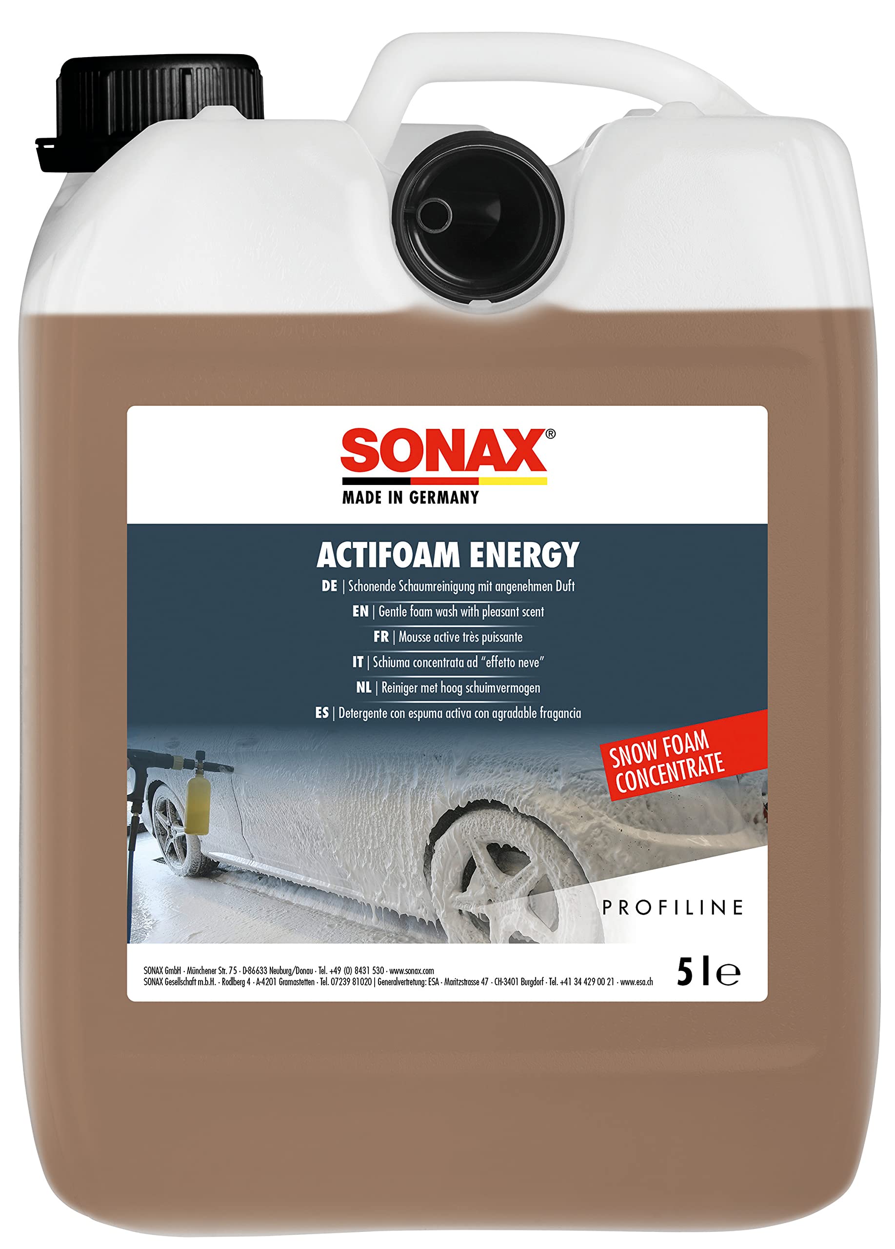 SONAX PROFILINE ActiFoam Energy (5 Liter) stark schmutzlösender Reiniger mit toller Schaumentwicklung für die Fahrzeugwäsche | Art-Nr. 06185050 von SONAX
