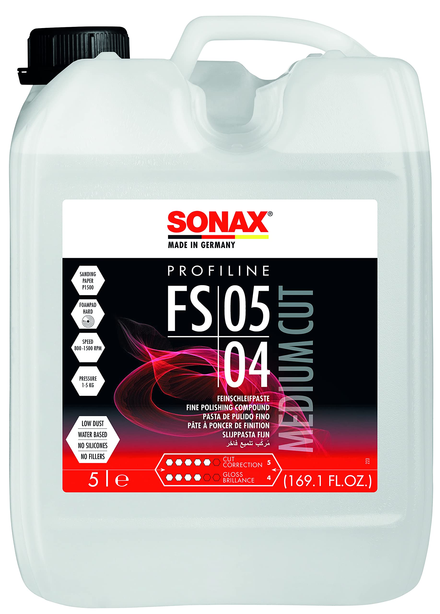 SONAX PROFILINE FS 05-04 (5 Liter) Politur zur Entfernung von Staubeinschlüssen, Farbnebel, Schleifspuren | Art-Nr. 03195000 von SONAX