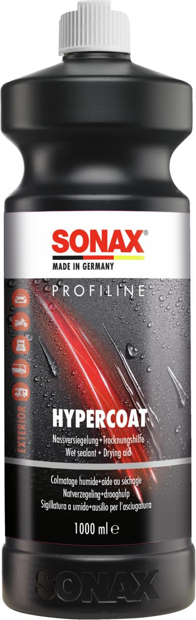 SONAX PROFILINE Hypercoat (1 Liter) verdrängt überschüssiges Wasser bei der Fahrzeugwäsche und lässt die Oberflächen schnell ohne Wasserflecken trocknen | Art-Nr. 06773000 von SONAX