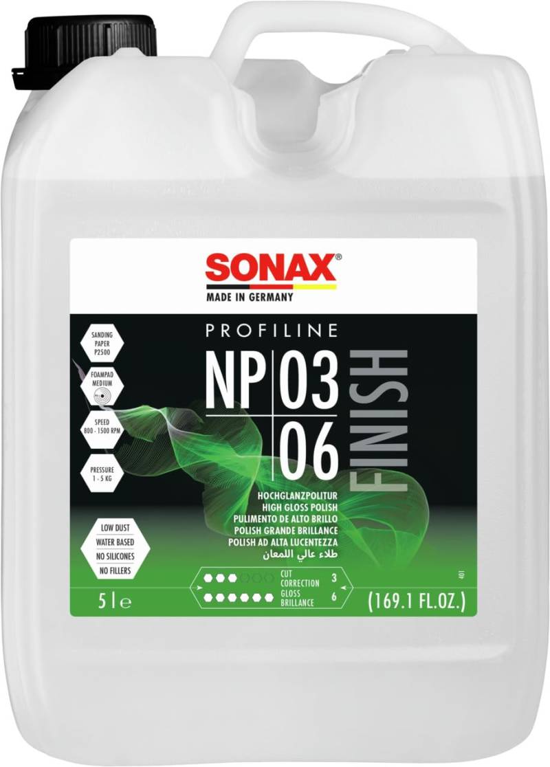 SONAX PROFILINE NP 03-06 (1 Liter) zum professionellen Polieren von matten und verkratzten Lacken. Silikonfrei | Art-Nr. 02085000 von SONAX