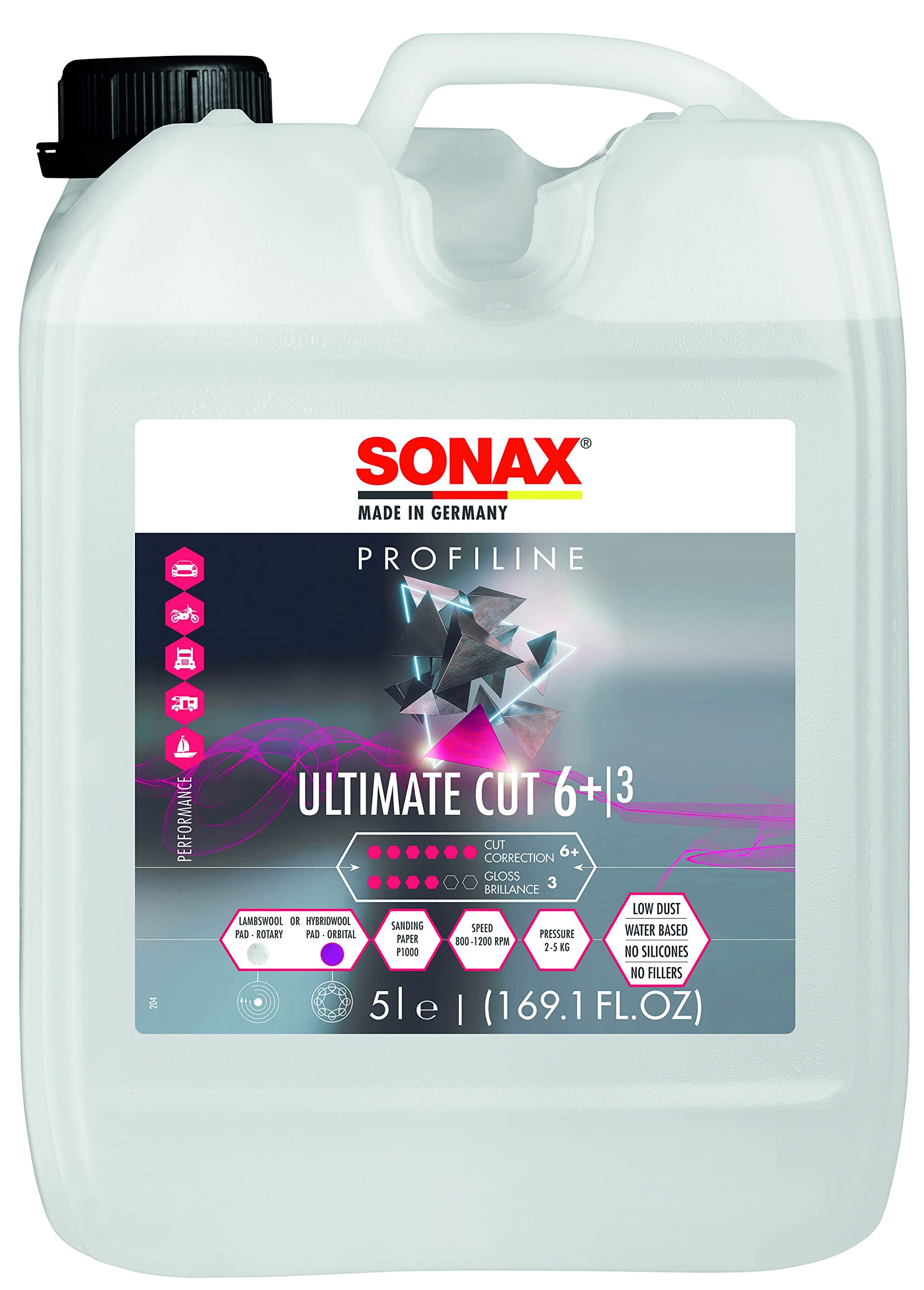 SONAX PROFILINE UltimateCut (5 Liter) hocheffektive Schleifpolitur für hohe Prozessgeschwindigkeiten | Art-Nr. 02395000 von SONAX