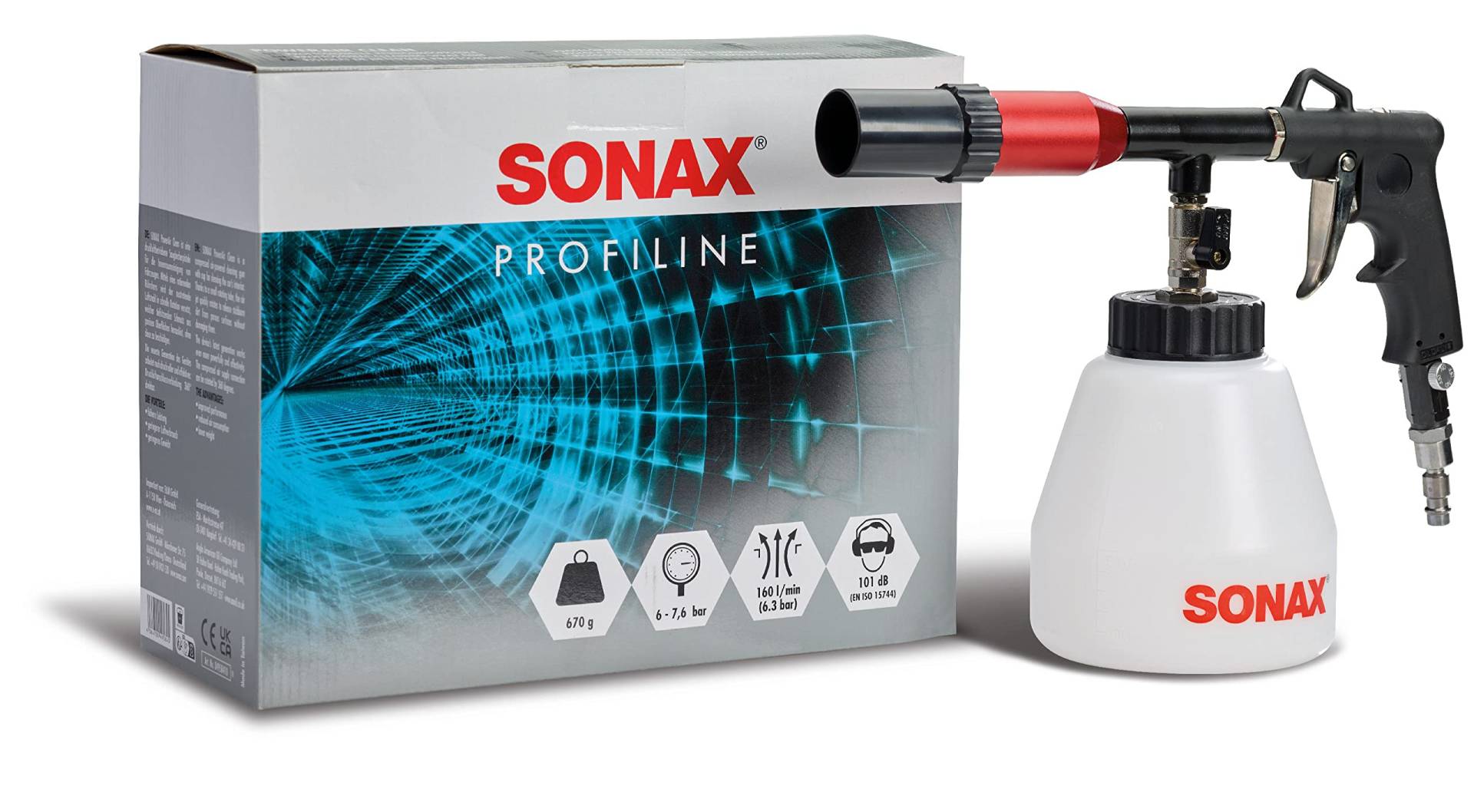 SONAX PowerAir Clean (1 Stück) druckluftbetriebene Saugbecherpistole für die Innenraumreinigung von Fahrzeugen / Art-Nr. 04958410 von SONAX