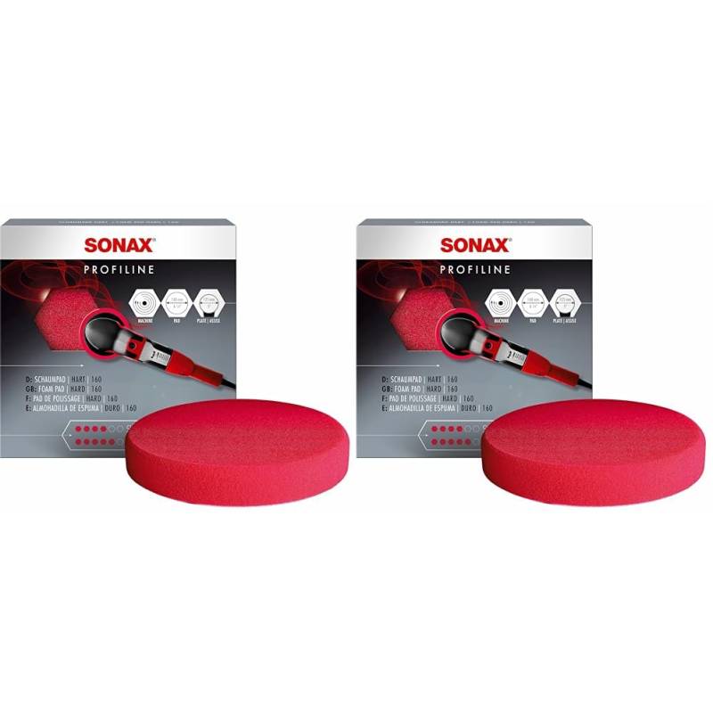 SONAX SchaumPad hart 160 (1 Stück) Harter feinporiger Schwamm zum maschinellen Schleifpolieren von Lacken | Art-Nr. 04931000 (Packung mit 2) von SONAX