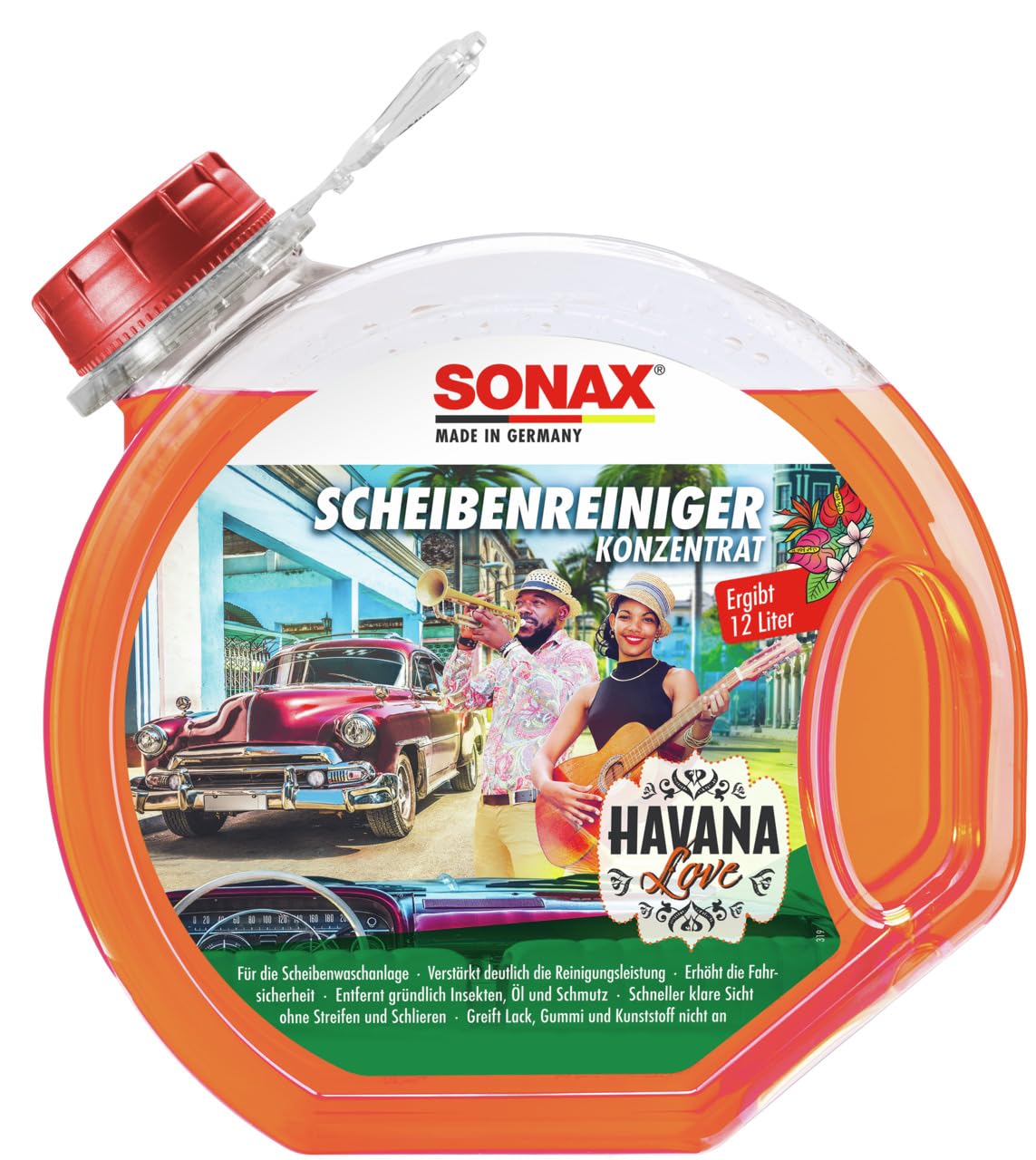 SONAX ScheibenReiniger Konzentrat Havana Love (3 Liter) Sommer-Scheibenreiniger für die Scheiben- und Scheinwerferwaschanlage | Art-Nr. 03934000 von SONAX
