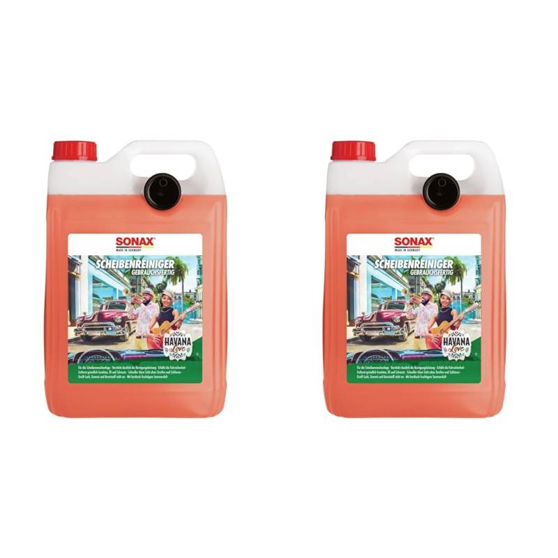 SONAX ScheibenReiniger gebrauchsfertig Havana Love (5 Liter) für die Scheiben- und Scheinwerferwaschanlage im Sommer | Art-Nr. 03935000 (Packung mit 2) von SONAX
