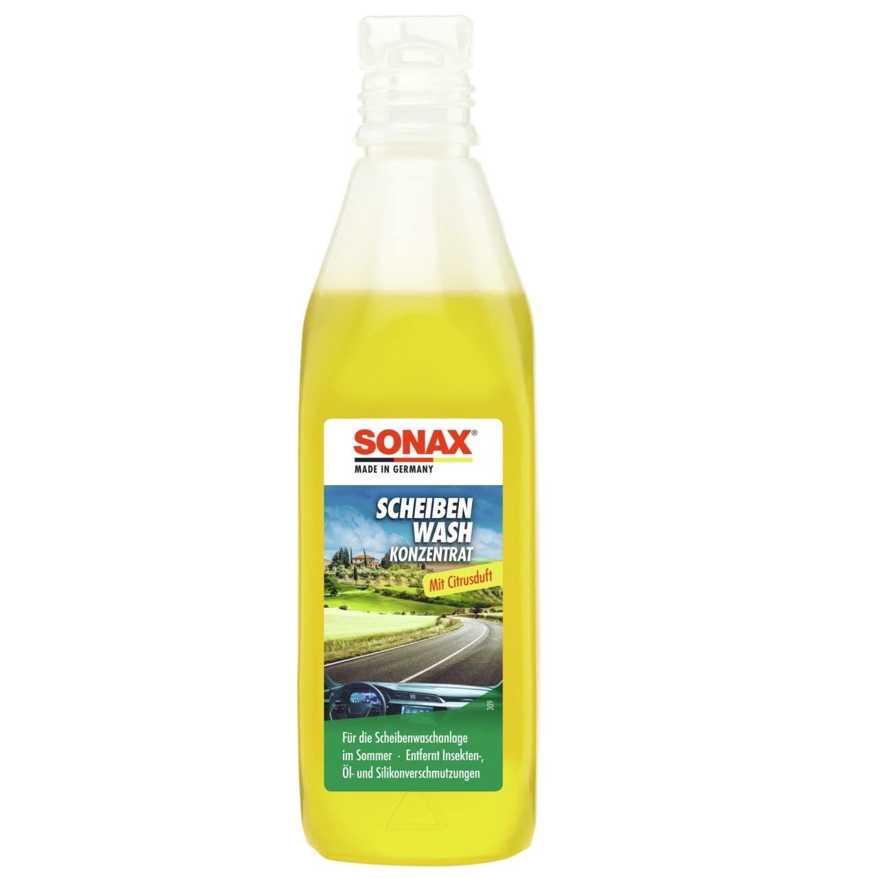 SONAX ScheibenWash Konzentrat Citrus (250 ml) Scheibenreiniger Konzentrat für die Scheiben- und Scheinwerferwaschanlage im Sommer / Art-Nr. 02602000 von SONAX
