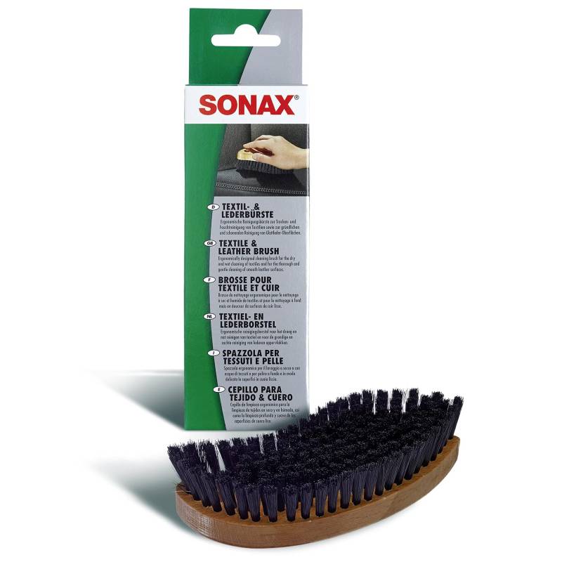 SONAX Textil+LederBürste (1 Stück) Trocken- und Feuchtreinigung von Textilien sowie zur schonenden Reinigung von Glattleder-Oberflächen | Art-Nr. 04167410 von SONAX