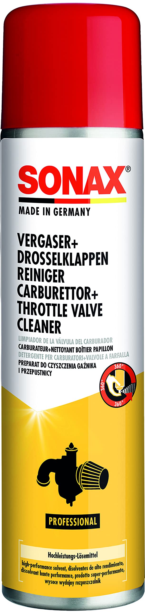 SONAX Vergaser + DrosselklappenReiniger (400 ml) Hochleistungs-Lösemittel für stark verschmutzte und verkokte Motorteile | Art-Nr. 04883000 von SONAX