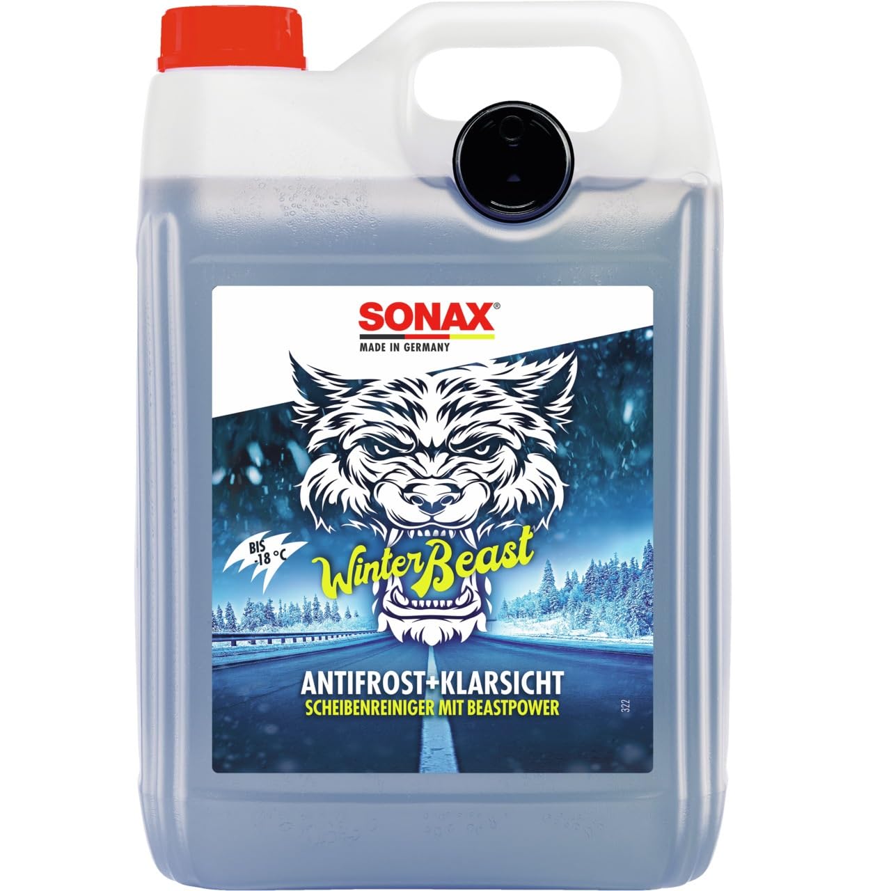 SONAX WinterBeast AntiFrost+KlarSicht -18 °C (5 Liter) schneller, schlierenfreier und effektiver Scheibenreiniger für den Winter | Art-Nr. 01355050 von SONAX
