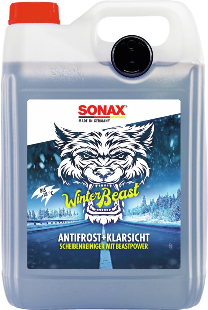 SONAX WinterBeast AntiFrost+KlarSicht -18 °C (5 Liter) schneller, schlierenfreier und effektiver Scheibenreiniger für den Winter | Art-Nr. 01355050 von SONAX