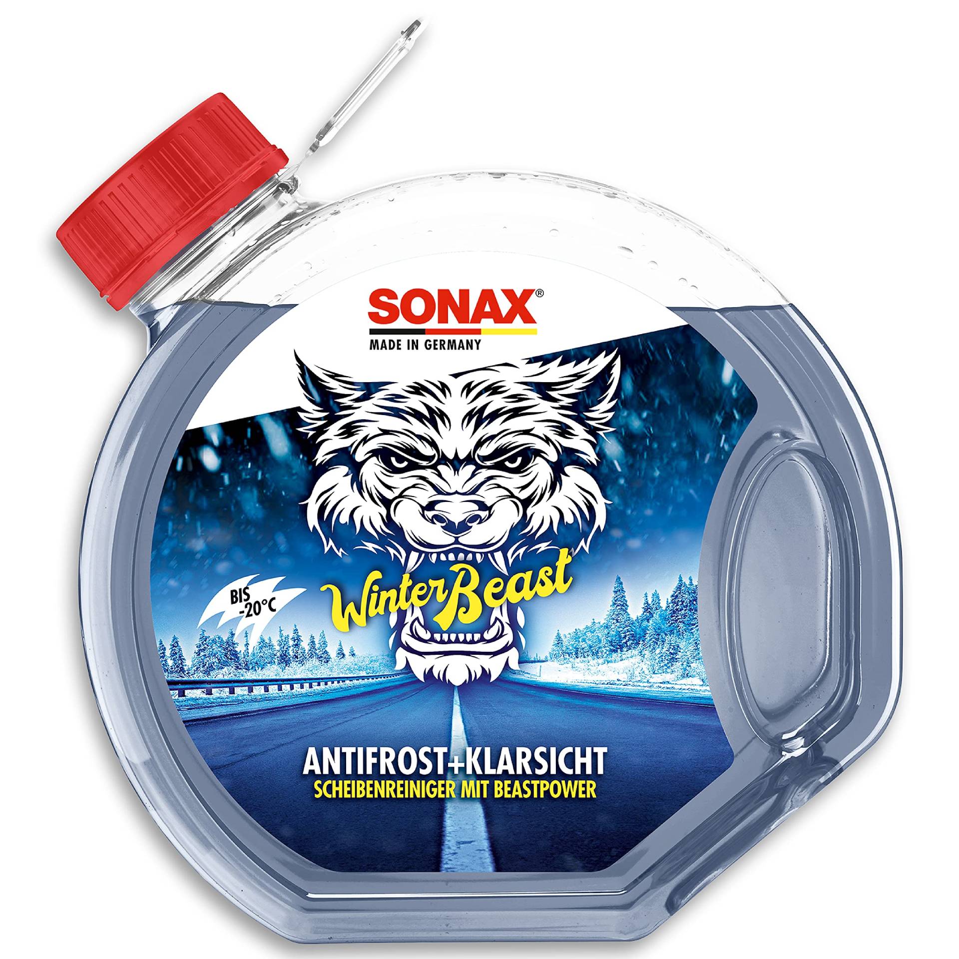 SONAX WinterBeast AntiFrost+KlarSicht Gebrauchsfertig bis -20 °C (3 Liter) schneller, schlierenfreier & effektiver Scheibenreiniger für den Winter, Art-Nr. 01354000 von SONAX