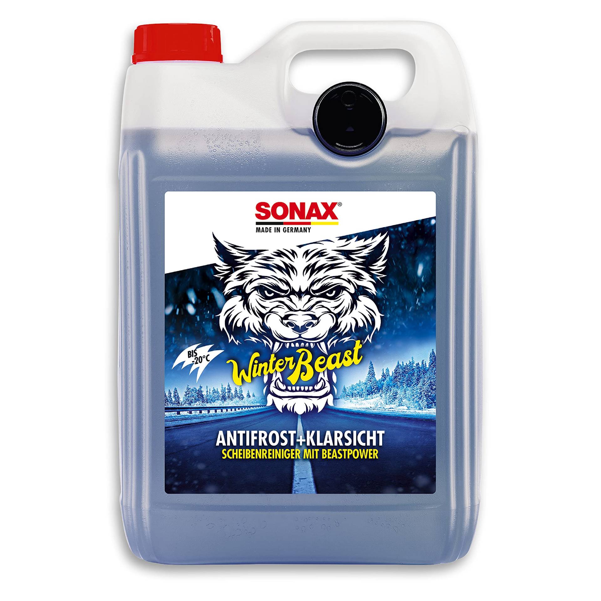 SONAX WinterBeast AntiFrost+KlarSicht Gebrauchsfertig bis -20 °C (5 Liter) schneller, schlierenfreier & effektiver Scheibenreiniger für den Winter, Art-Nr. 01355000 von SONAX