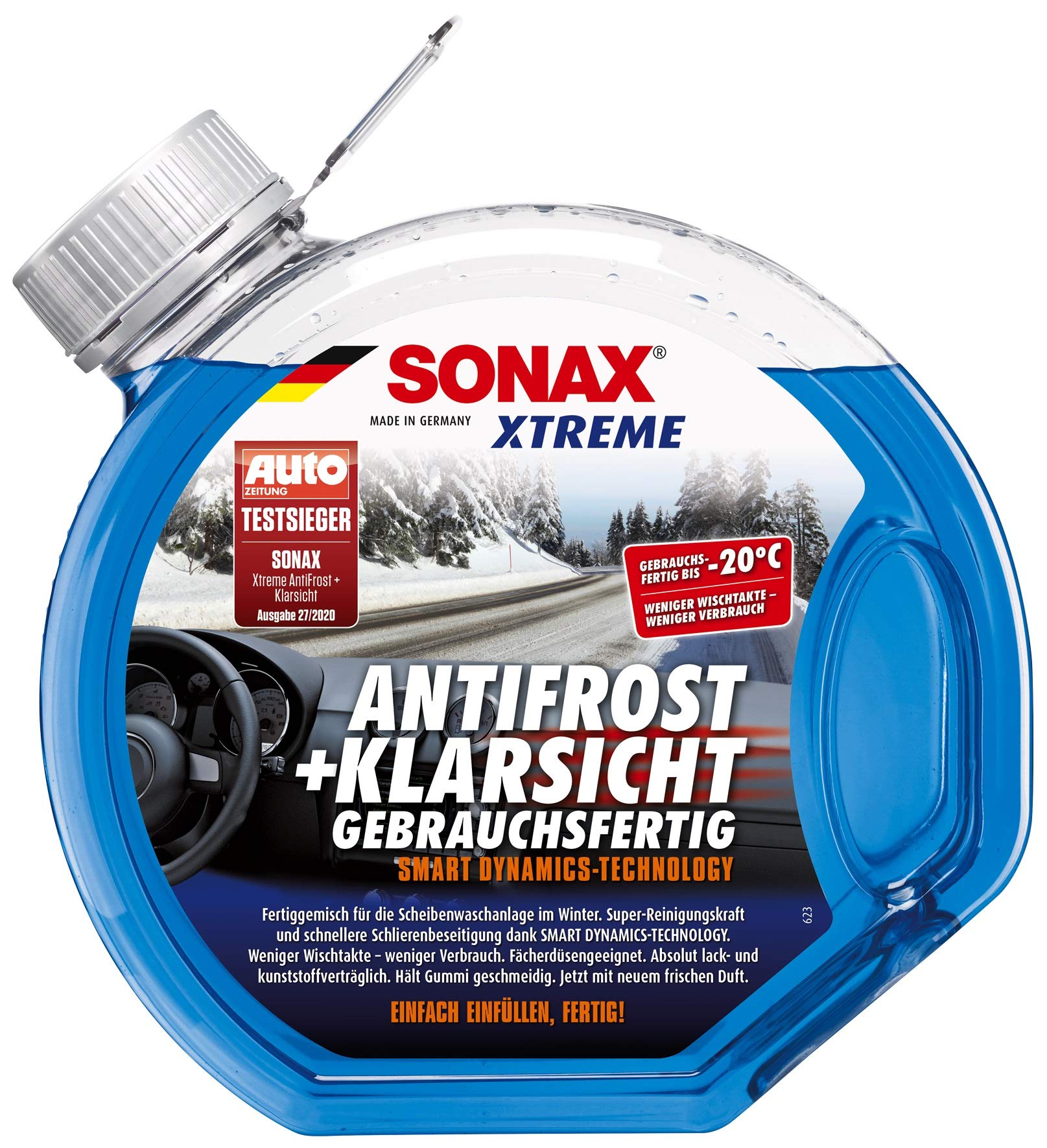 SONAX XTREME AntiFrost+KlarSicht Gebrauchsfertig bis -20° C (3 Liter) schneller, schlierenfreier und supereffektiver Scheibenreiniger für den Winter | Art-Nr. 02324000 von SONAX