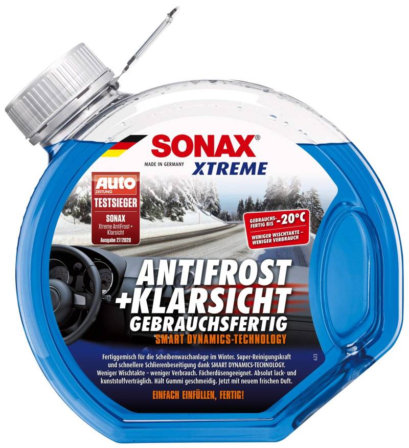 SONAX XTREME AntiFrost+KlarSicht Gebrauchsfertig bis -20° C (3 Liter) schneller, schlierenfreier und supereffektiver Scheibenreiniger für den Winter | Art-Nr. 02324000 von SONAX