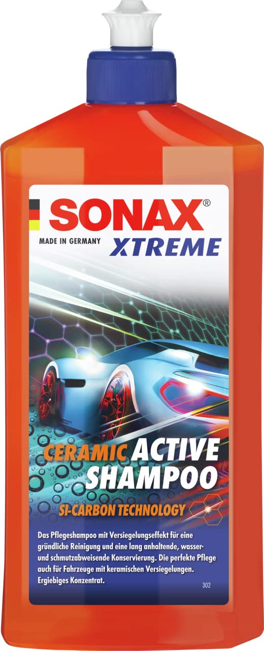 SONAX XTREME Ceramic ActiveShampoo (500 ml) Pflegeshampoo mit Versiegelungseffekt für eine lang anhaltende, wasser- und schmutzabweisende Konservierung | Art-Nr. 02592000 von SONAX