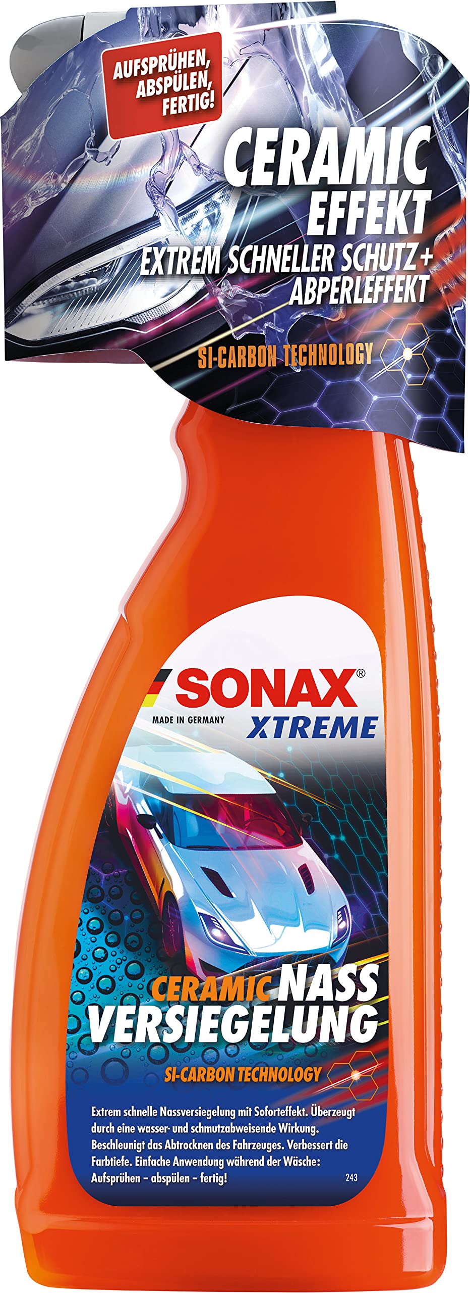 SONAX XTREME Ceramic NassVersiegelung (750 ml) zur schnellen Versiegelung von Lack, Chrom und Kunststoffoberflächen | Art-Nr. 02404000 von SONAX