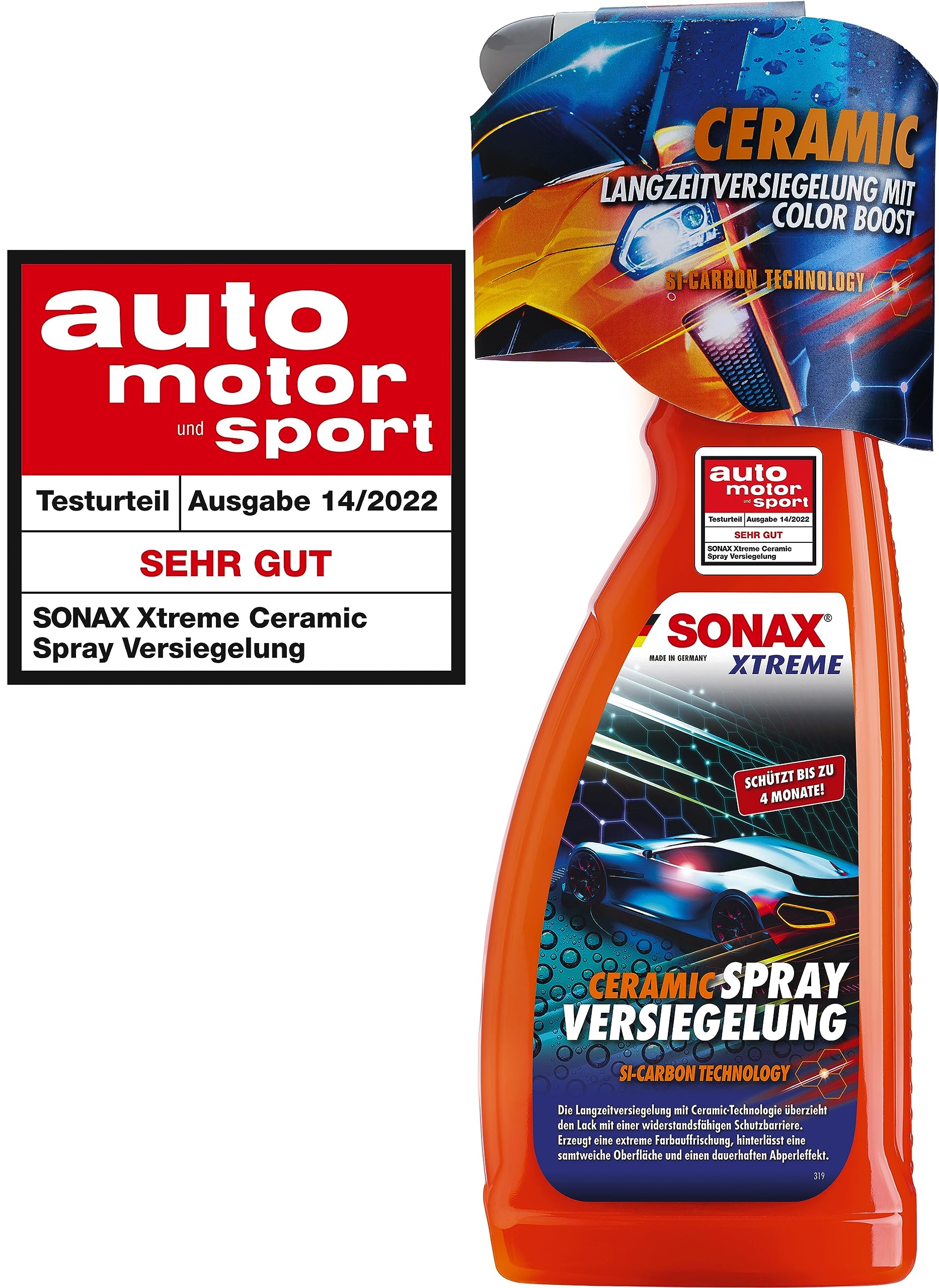 SONAX XTREME Ceramic SprayVersiegelung (750ml) überzieht den Lack mit einer Schutzbarriere, schützt vor Schmutz und Insekten. DIE Auto Keramikversiegelung schlechthin, Transparent, Art-Nr 02574000 von SONAX