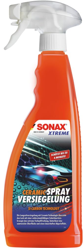 SONAX XTREME Ceramic SprayVersiegelung (750ml) überzieht den Lack mit einer Schutzbarriere, schützt vor Schmutz und Insekten. DIE Auto Keramikversiegelung schlechthin, Transparent, Art-Nr 02574000 von SONAX