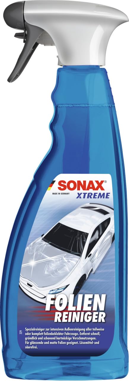 SONAX XTREME FolienReiniger (750 ml) entfernt selbst hartnäckige Verschmutzungen auf glänzenden & matten Folien | Art-Nr. 03994000 von SONAX