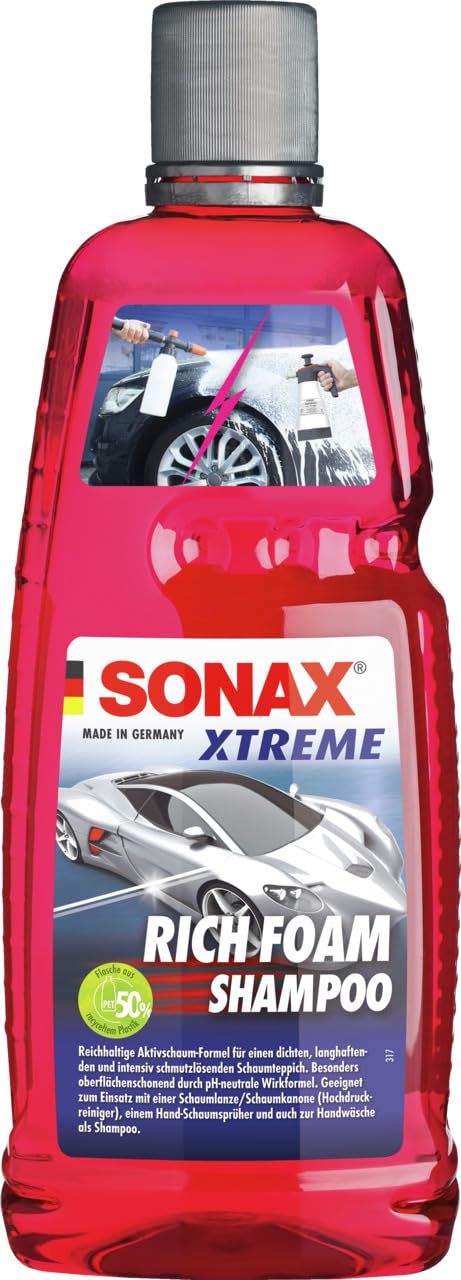 SONAX XTREME RichFoam Shampoo (1 Liter) Schaum / Snow Foam Shampoo erzeugt dichten, langhaftenden & schmutzlösenden Schaumteppich, ph-neutral, Berry-Duft | Art-Nr. 02483000 von SONAX