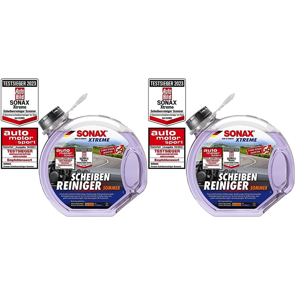 SONAX XTREME ScheibenReiniger Sommer gebrauchsfertig (3 Liter) extrem schnell wirkender Sommerscheibenreiniger | Art-Nr. 02724000 (Packung mit 2) von SONAX
