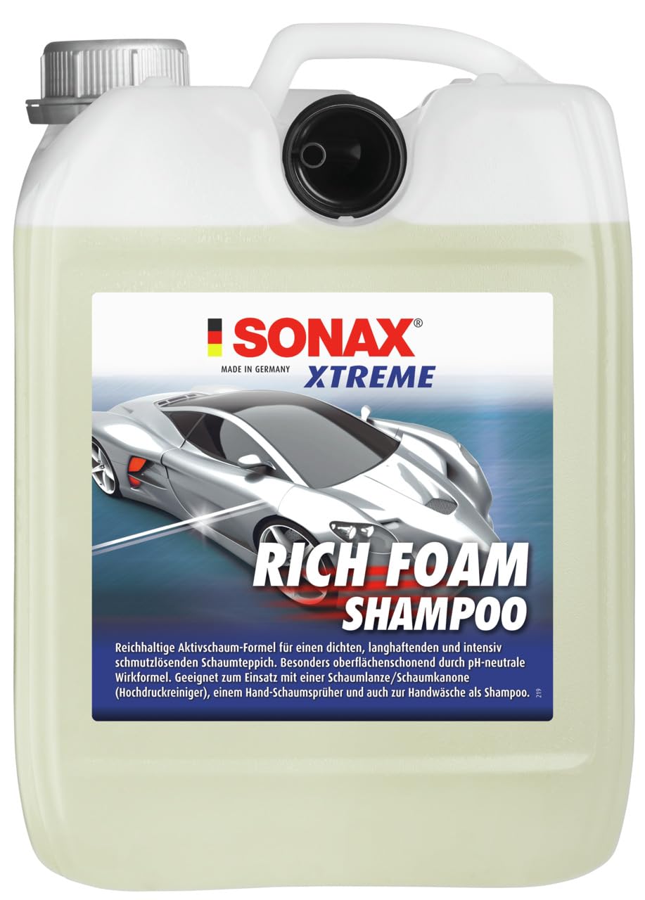 SONAX XTREME RichFoam Shampoo (5 Liter) mit kraftvoller Schmutzlösung und fruchtigem Berry-Duft für das komplette Fahrzeug | Art-Nr. 02485000 von SONAX