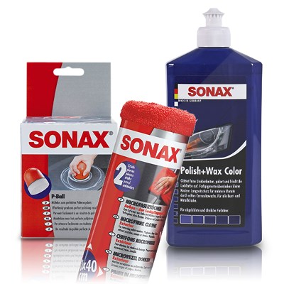 Sonax 1x 500ml Polish & Wax blau+ P-Ball+ 2x MicroTücher von SONAX