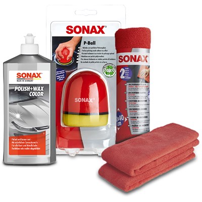 Sonax 1x 500ml Polish & Wax silber/grau+P-Ball+2x Tücher von SONAX