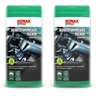 Sonax 2x KunststoffPflegeTücher glänzend Box [Hersteller-Nr. 04121000] von SONAX