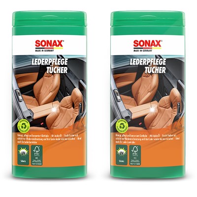 Sonax  2x LederPflegeTücher Box  04123000 von SONAX
