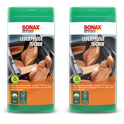 Sonax 2x LederPflegeTücher Box [Hersteller-Nr. 04123000] von SONAX