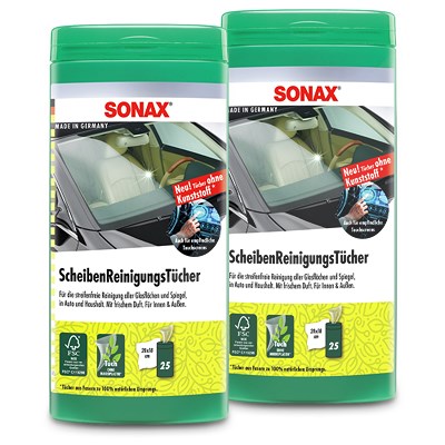 Sonax  2x ScheibenReinigungsTücher Box  04120000 von SONAX