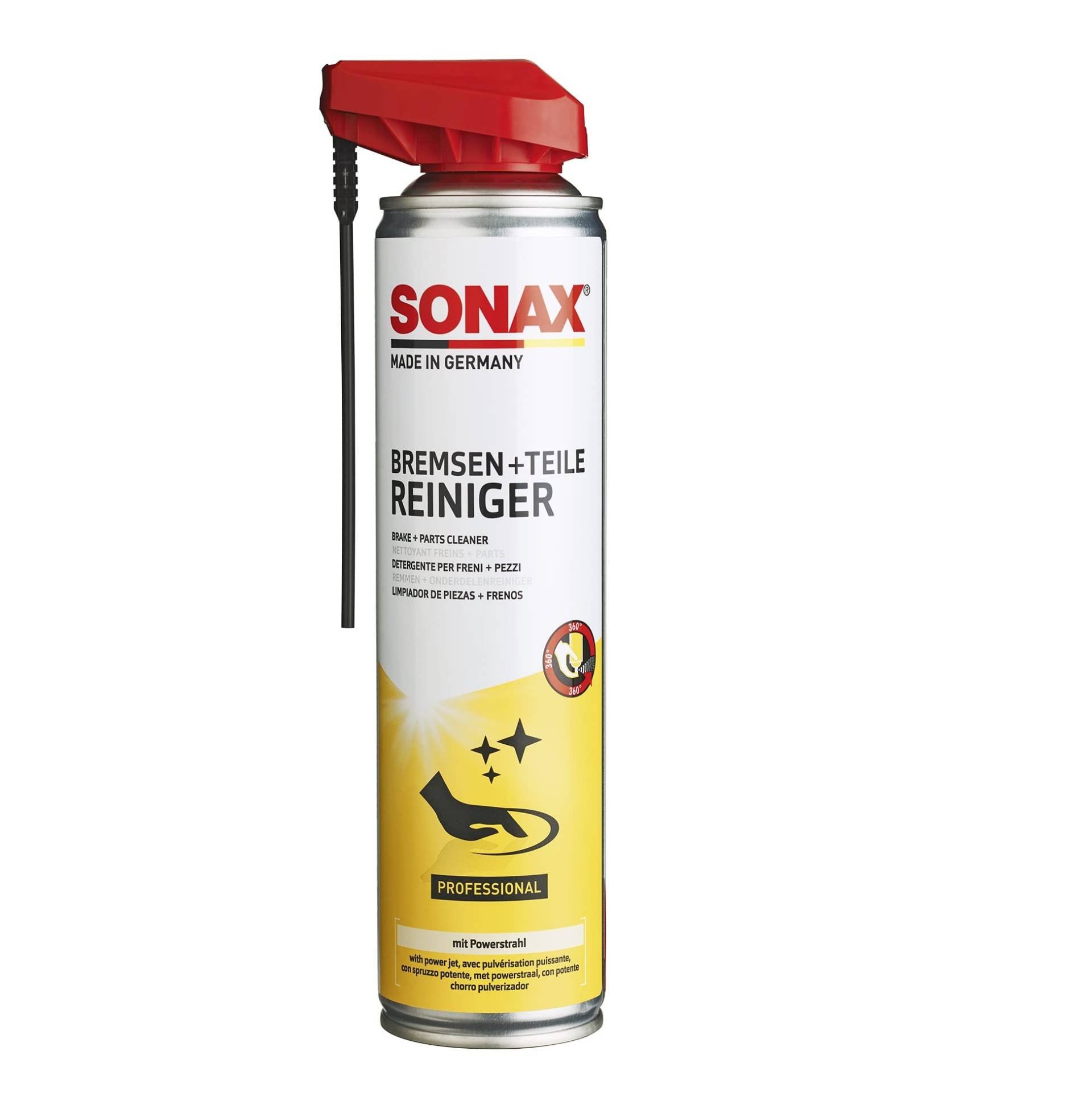 SONAX Bremsen+TeileReiniger mit EasySpray (400 ml) Bremsenreiniger für Wartungs- & Reparaturarbeiten an Bremsen, Kupplungen & Motorteilen, Art-Nr. 04833000 von SONAX