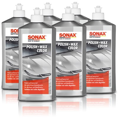 Sonax 6x 500ml Polish & Wax Color silber/grau [Hersteller-Nr. 02963000] von SONAX