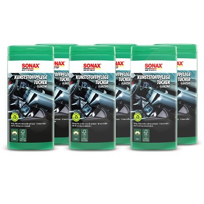 Sonax 6x KunststoffPflegeTücher glänzend Box [Hersteller-Nr. 04121000] von SONAX