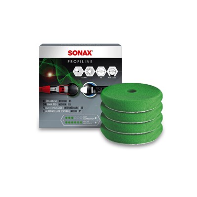 Sonax Schaumpad (medium) 85mm Durchmesser (4 Stück), Polierpad [Hersteller-Nr. 04942410] von SONAX