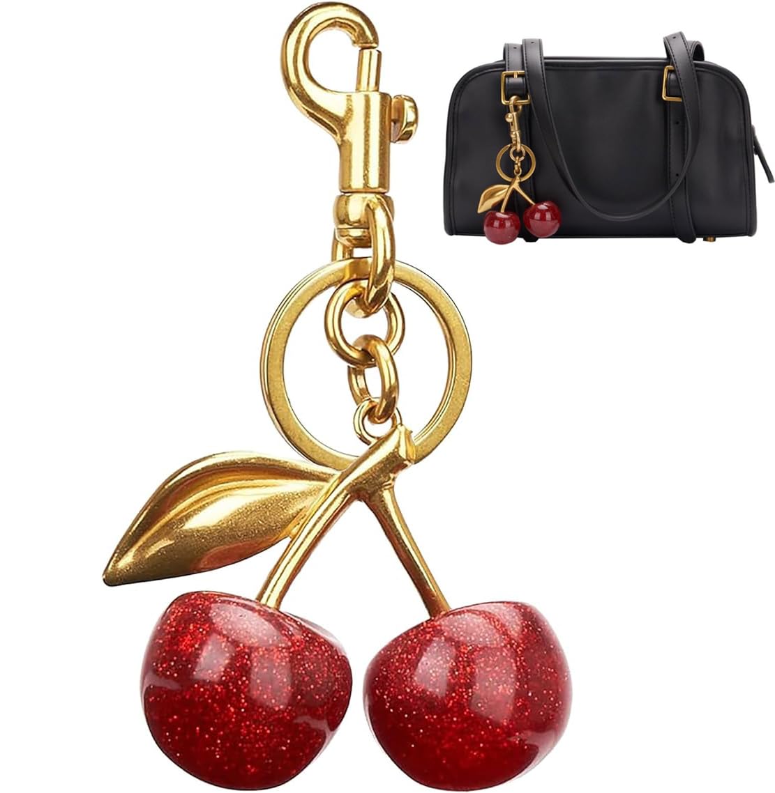 SONGCHANGJEWELRY Cherry Bag Charm Schlüsselanhänger – vergoldetes Kirsch-Accessoire – hochwertige Geldbörse Schlüssel Charm Geschenke für Frauen, Kirschrot, Large SONGCHANGJEWELRY Cherry Bag Charm Schlüsselanhänger – vergoldetes Kirsch-Accessoire – hochwertige Geldbörse Schlüssel Charm Geschenke für Frauen, Kirschrot, Large von SONGCHANGJEWELRY