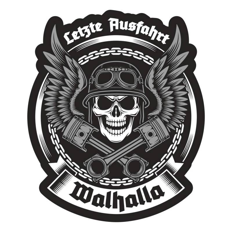 SONS OF ODIN Aufkleber Wetterfest aussen Letzte Ausfahrt Walhalla 12 cm Auto Motorrad von SONS OF ODIN