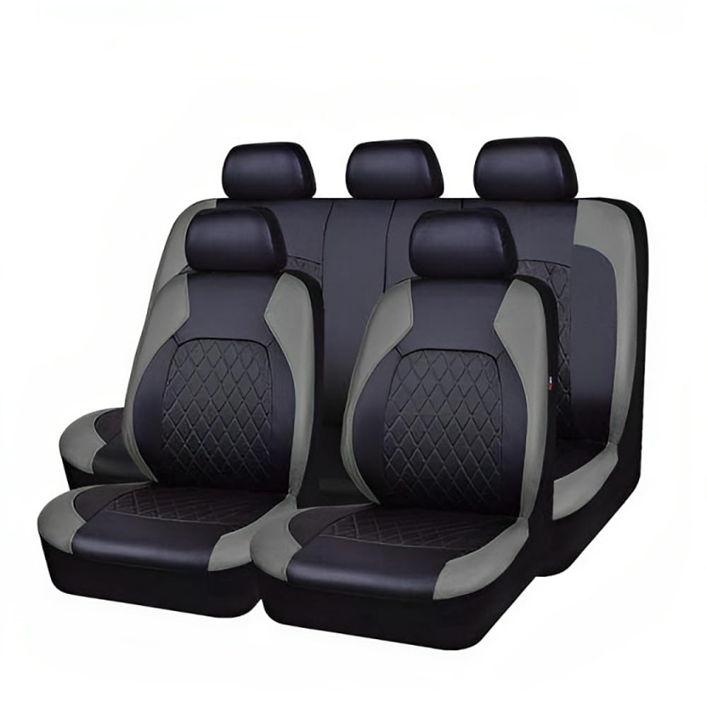 9 Stück Auto Leder Sitzbezüge Set, für Opel Corsa F Corsa-e MJ22 Corsa Edition 2019-2022 Wasserdicht Schonbezug für Vordersitze und Rücksitze,D Grey von SOPOUT